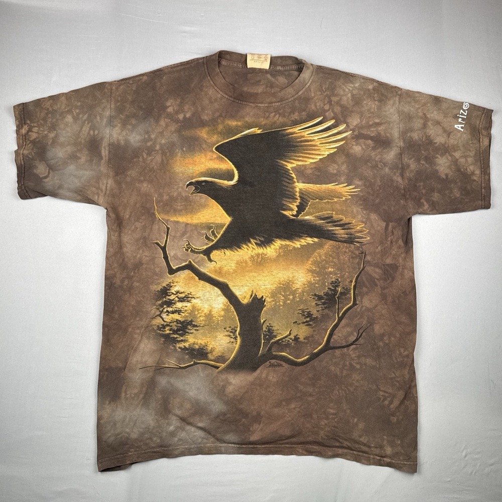 The Mountain Screaming Eagle T Shirt XXL Vintage 90s Tie Dye Arizona Nature